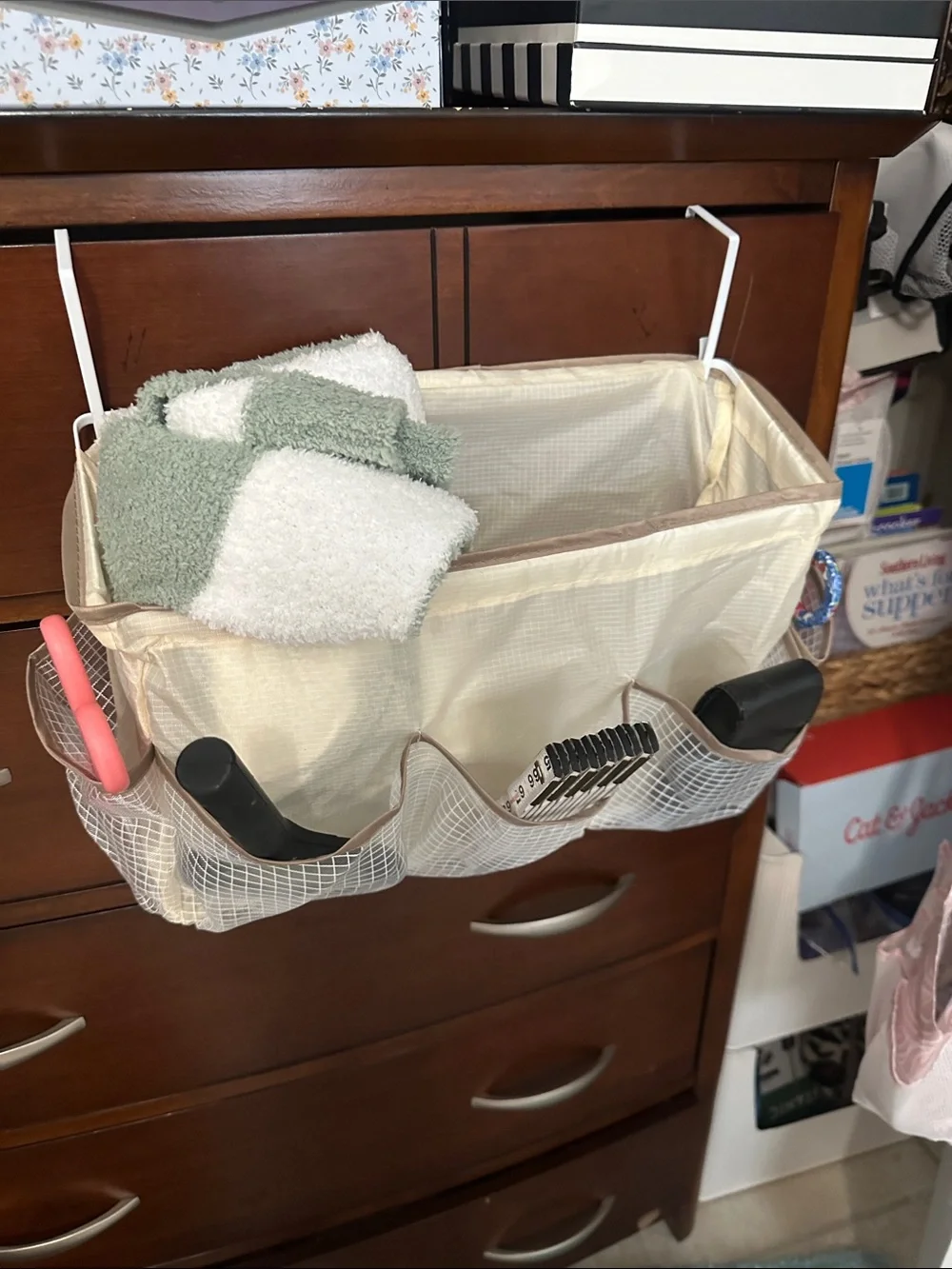 Over-Door Hanging Organizer - Cream with Brown Trim & pockets NWT by Threshold